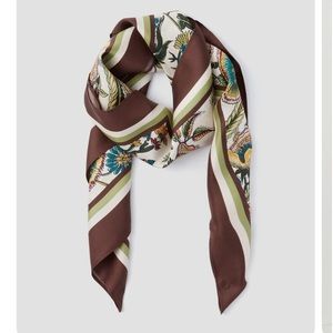 Tuckrrnuck Brown Sharp Floral Medium Silk Scarf